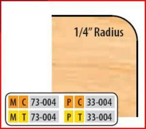 PT33004 4 x 1 1/4 BORE TT 1/4 R EXT.CORNER ROUNDS