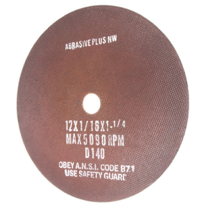 Global Tooling GW-206 1-1/4" ID x 12" Dia x 1/16" Thick - Cut-Off Grinding Wheel